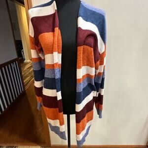 Eco Wish XL multi color stripe cardigan